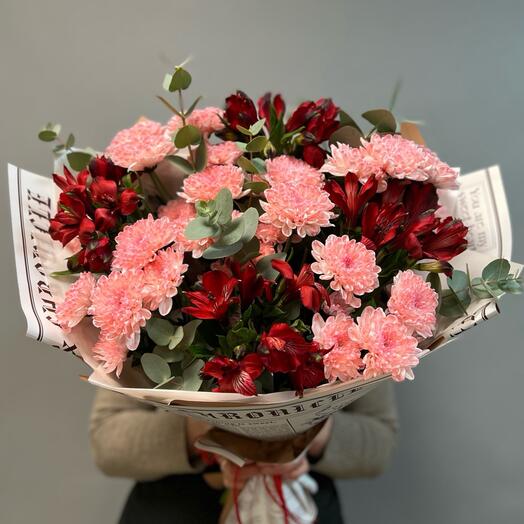 Хризантема. Альстромерия. Эвкалипт