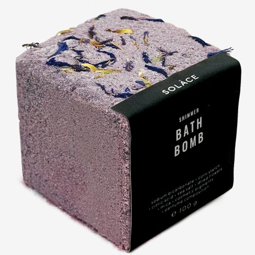 SOLACE Бомбочка для ванны "Черная смородина" с солью, шиммером и сухоцветами