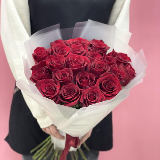 Большой букет из 21 красной розы
