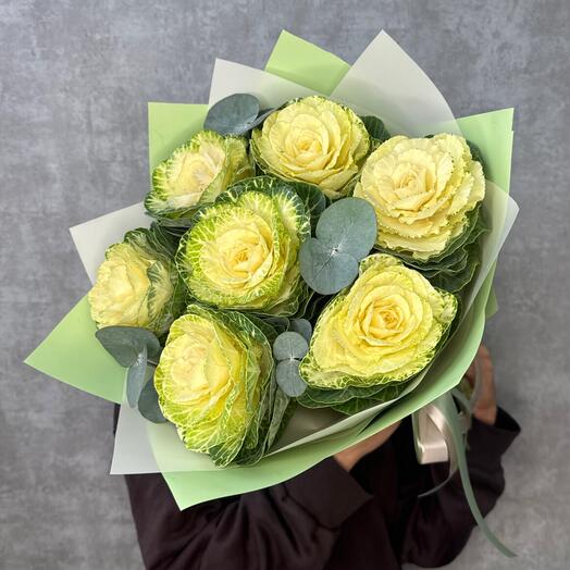 💐 Брасика капуста (каменная Роза 🌹 ) с эвкалиптом🤩