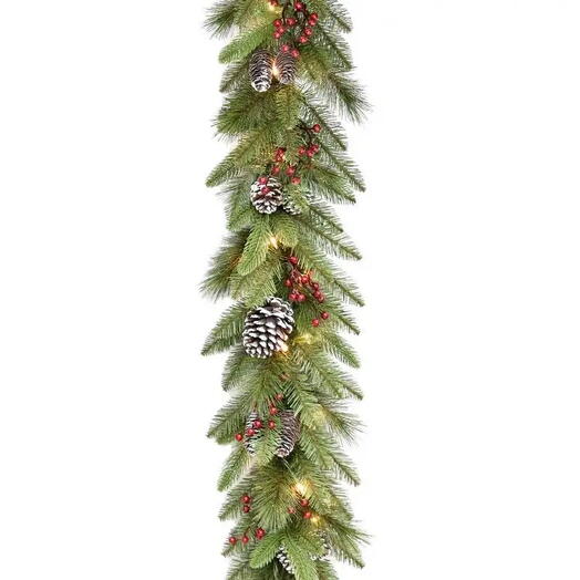 Гирлянда хвойная "Лесная сюита", с шишками и ягодами, (литая хвоя РЕ+лес
