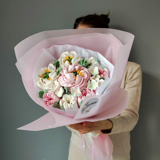 Букет из зефирных цветов. Подарок на день рождения