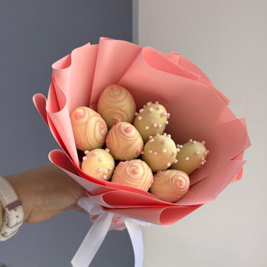 Букет из клубники Малыш из крупной 🍓 в белом шоколаде