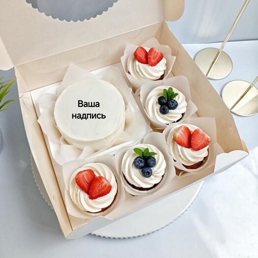 Бенто торт + 5 капкейков