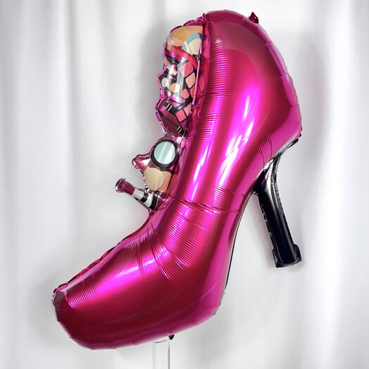 Воздушный шар туфля женская розовая гелий. Helium balloon women heel
