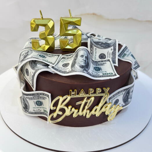 Торт 1кг с долларами, свечками и топпером