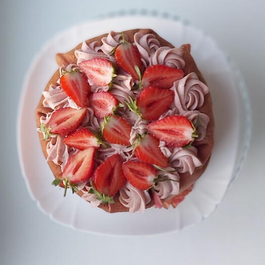 Блинный торт с клубничным заварным кремом 🍓 1,7 кг