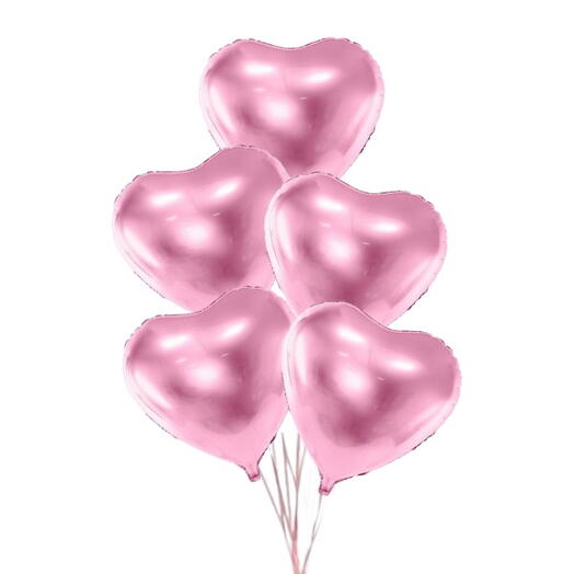 💞 5 różowych balonów w kształcie serca