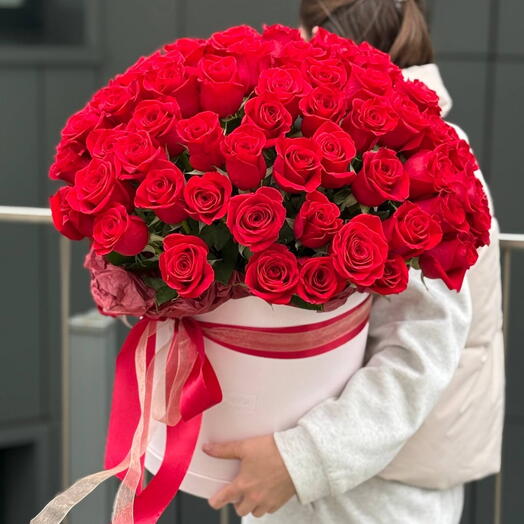 Коробка Фридом из красных роз
