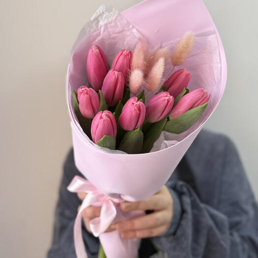 Розовые тюльпаны (9 штук) для любимой