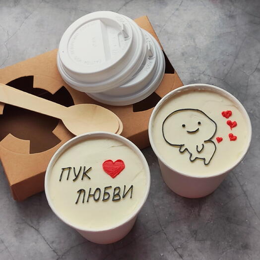 Смешной торт в стакане, cake-to-go "Пук любви"