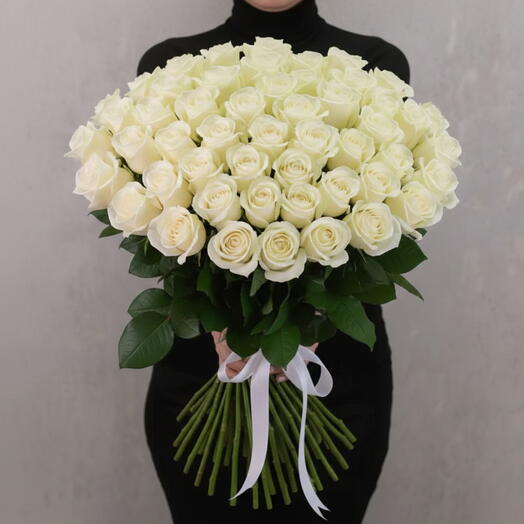 Белые розы 51 шт