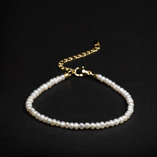 Браслет Мак Белый жемчуг культивированный 14K 17 см (BRA1154)