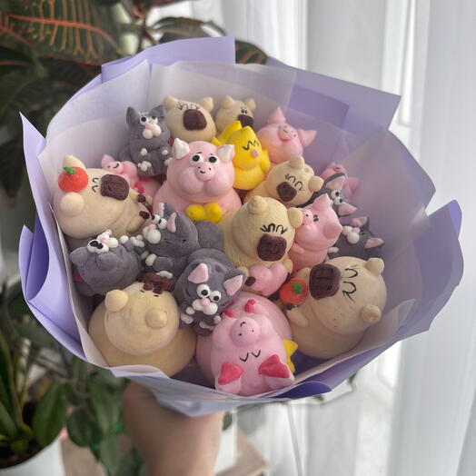 Букет из маршмеллоу ,зверюшки