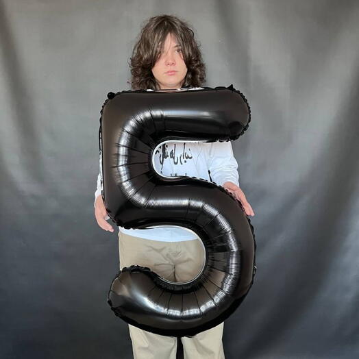 Шар Цифра чёрный 5