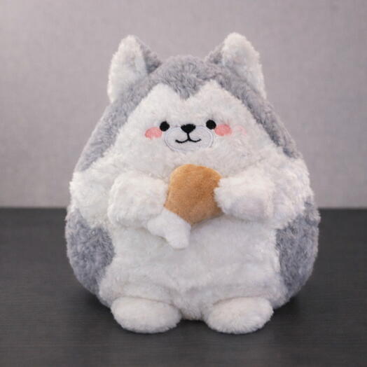 Мягкая игрушка хаски с костью