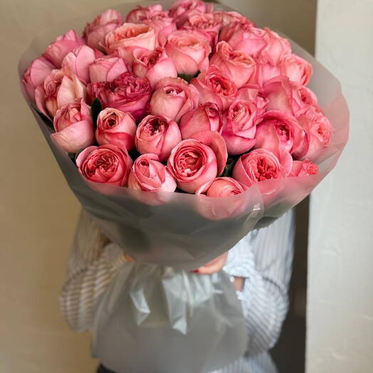 Моно букет из 35 роз «Pink Expression»