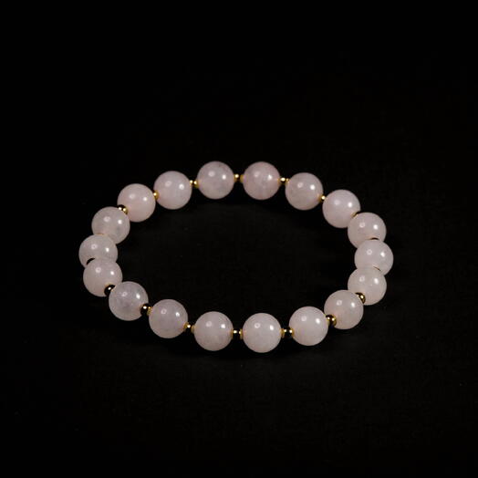 Браслет Самшит Розовый кварц 14K 17 см (BRA1167)