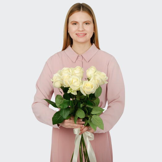 Букет 9 роз Аваланш (60см)