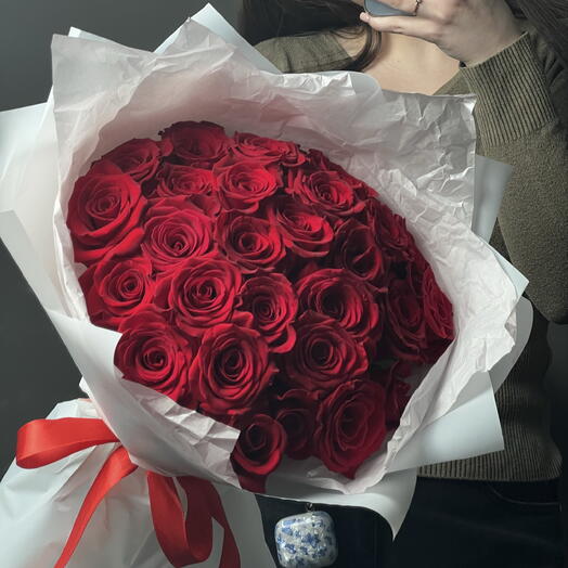 Букет из 27 красной эквадорской розы 🌹