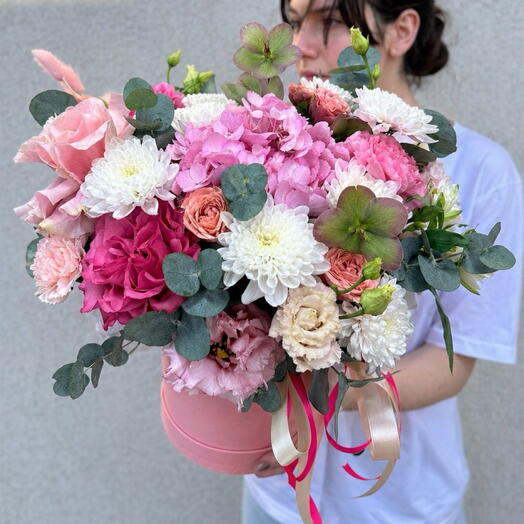 Flores en una Caja de hortensias