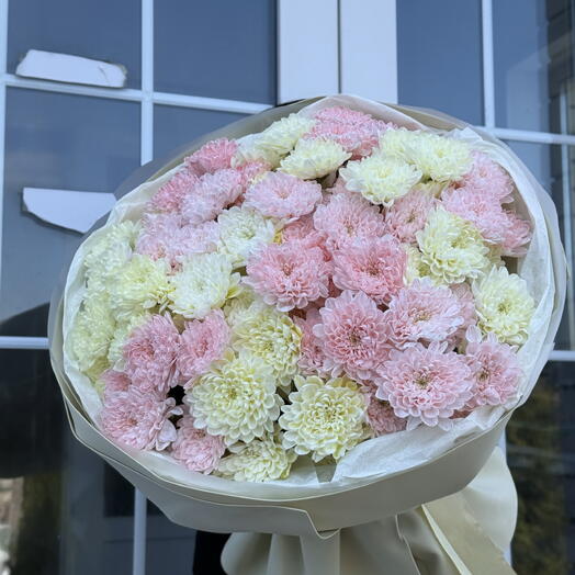 Букет из хризантем дофаминовый🌸