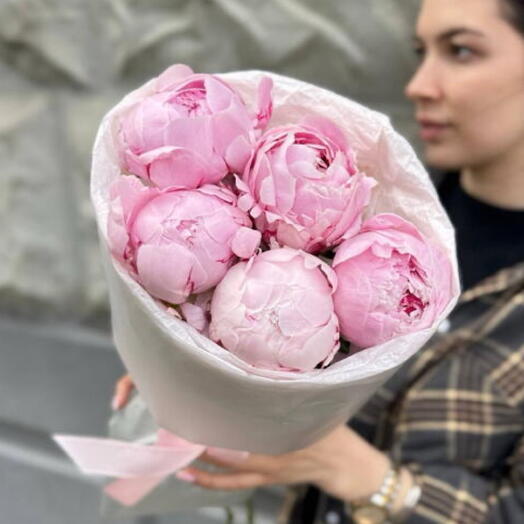 ПИОНОМАНИЯ!! Букет из 5 пионов Сара Бернар