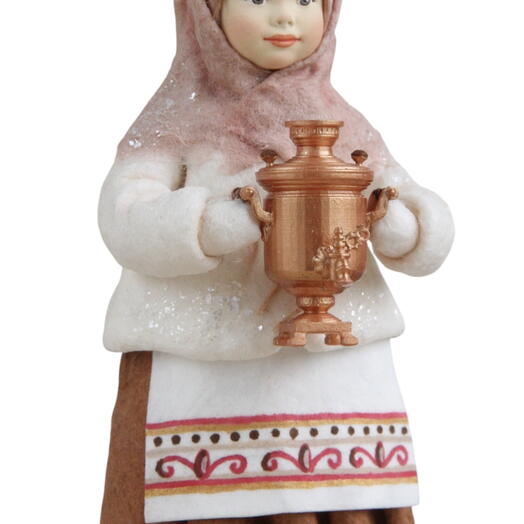 Ватная ёлочная игрушка "Девочка с самоваром" (Анна Хрипкова)
