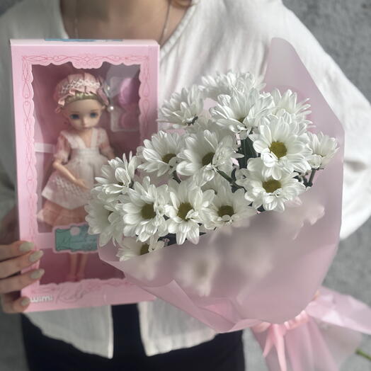 Набор цветы и кукла