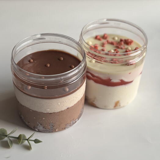 замороженный торт в банке (клубника + шоколад) девушке / подруге / коллеге