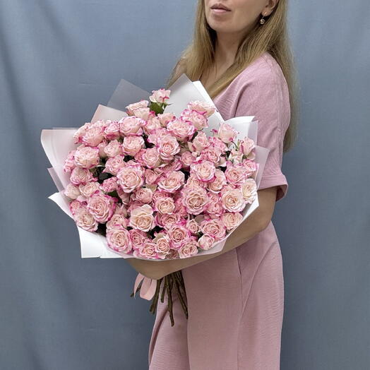 Кустовые розы персиково-розовые🌸 15 штук