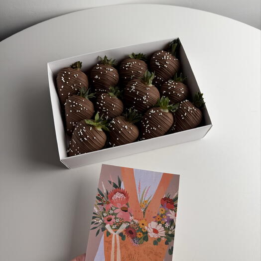 Juego de regalo de fresa dulce bañado en chocolate