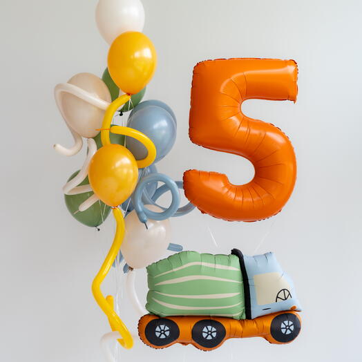 Сет гелиевых шаров Маленькая стройка, большой праздник: 5 лет
