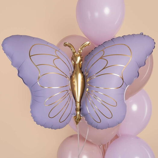 Шарик гелиевый сиреневая бабочка