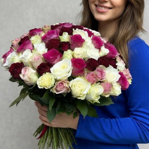 Букет из 101 кенийской розы микс 💐