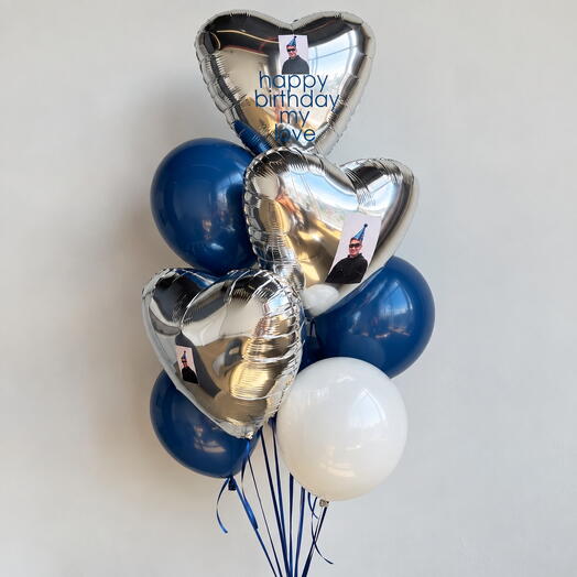 Фонтан из гелиевых шаров 10 штук "Happy Birthday, My Love"