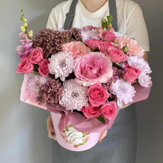 Осенняя композиция 🌺🍇с розами,седумом,антиринумом