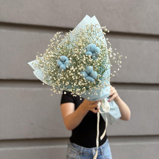 Букет «Голубая дымка» 🌫️ 💙 нежная, стойкая гипсофила 🌸 и хлопок 🌾 не увянут со временем 🪄