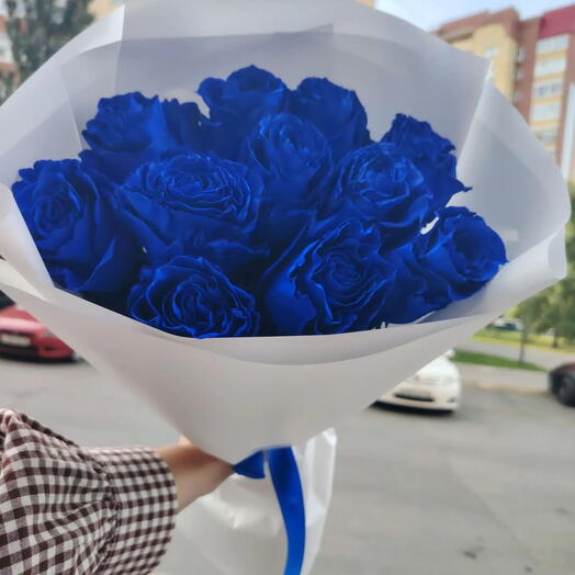 Синие розы 11 шт букет