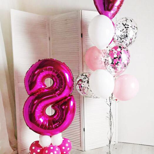Juego de globos para niña "ramo rosa"