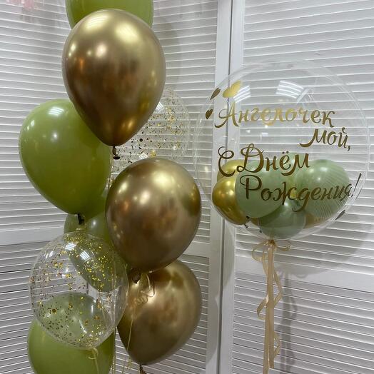 Composition "Eucalyptus + gold" 10 pcs