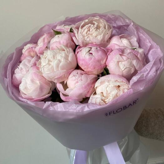 15 розовых пионов