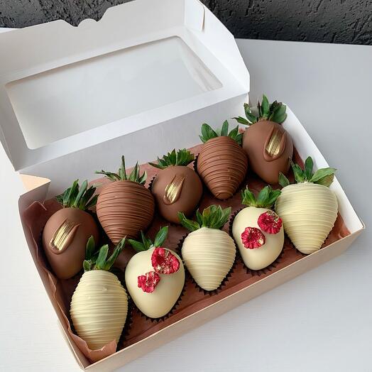 Fresas en leche y chocolate blanco