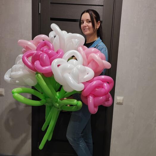 A bouquet of huge tulips