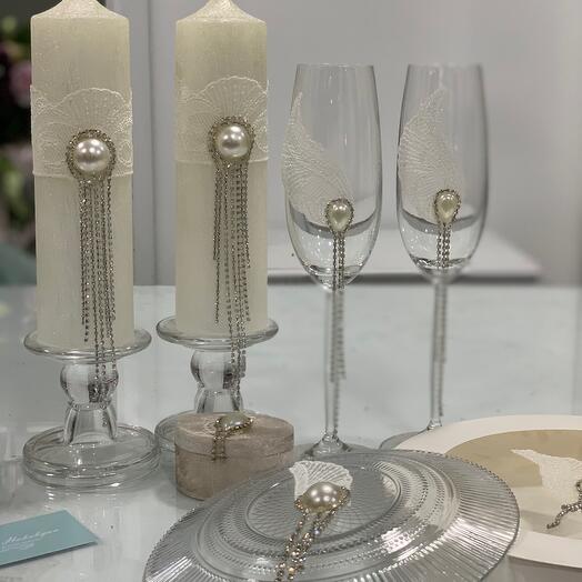 Комплект Свечи и бокалы для свадьбы