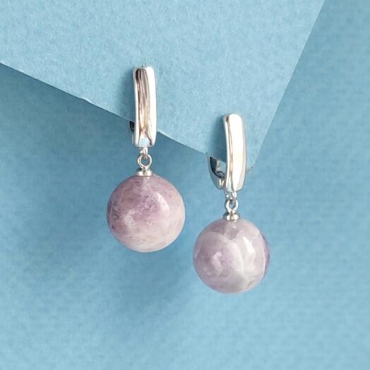 Natural Round Amethyst Earrings
