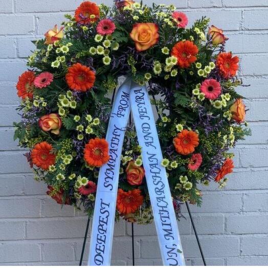 Funeral wreath with stand