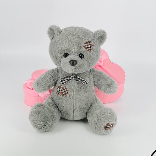 Oso de peluche gris hecho a mano 27 cm