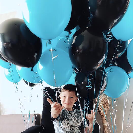 30 Blue and black balloons