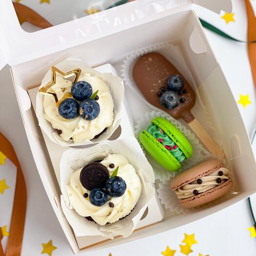 Assorted desserts cupcakes macaroni cupcakes